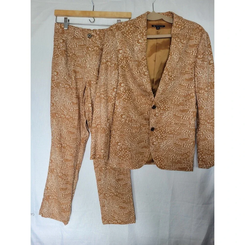 INC International Concepts Suit Set Women’s Paisley Linen Blend Size XS
